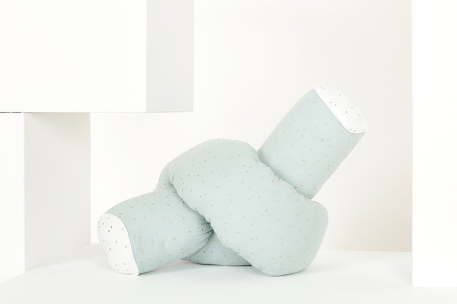 Changing table border muslin gold dots on green