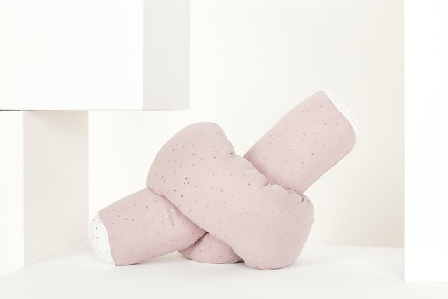 Changing table border muslin gold dots on pink