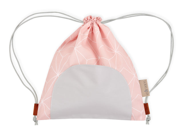 Drawstring bag white thin diamonds on dusky pink