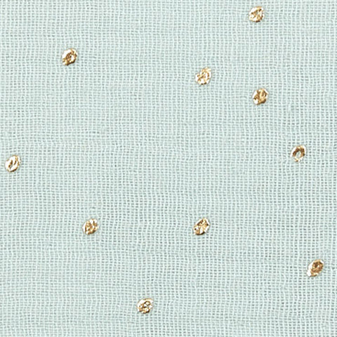 Stoff Musselin goldene Punkte auf Grün MGA SSS098