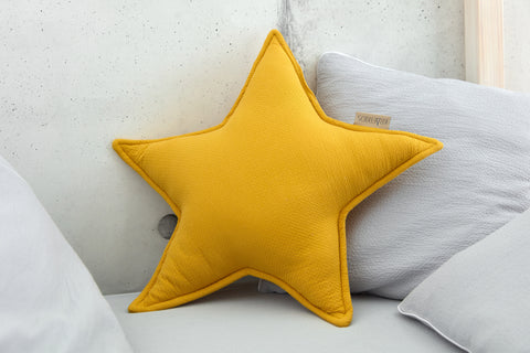 Sternkissen Doppelkrepp Gelb Mustard