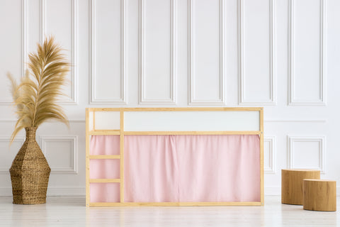 Hochbettvorhänge Set 2+1 Musselin goldene Punkte auf Rosa passend für Kura Bett