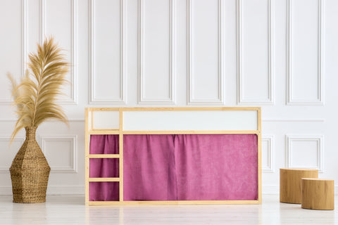 Hochbettvorhänge Set 2+1 Musselin purpur passend für Kura Bett