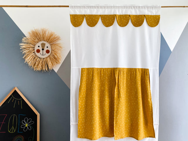 Puppet theater muslin yellow dandelions incl. telescopic rod