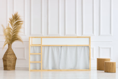 Hochbettvorhänge Set 2+1 Musselin grau Pusteblumen passend für Kura Bett