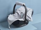 Babydecke für Babyschale Sommer aus Musselin – grau mit Pusteblumen, Anwendung