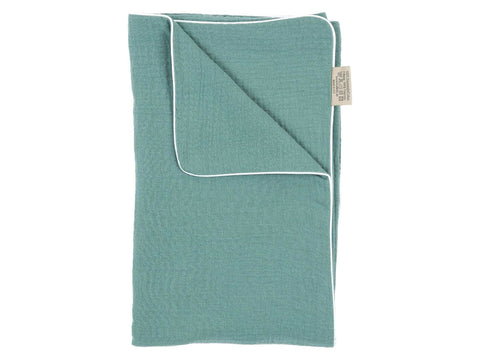 Babydecke Musselin – Nilblau, Detailansicht