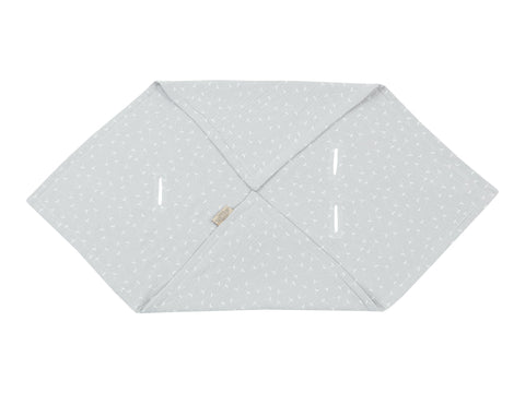 Babydecke für Babyschale Sommer aus Musselin – grau mit Pusteblumen, Produktansicht