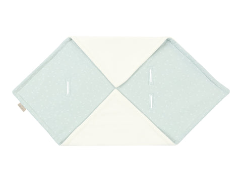Babydecke für Babyschale Winter aus weiß bedrucktem Musselin – Musselin mint Pusteblumen, Produktansicht