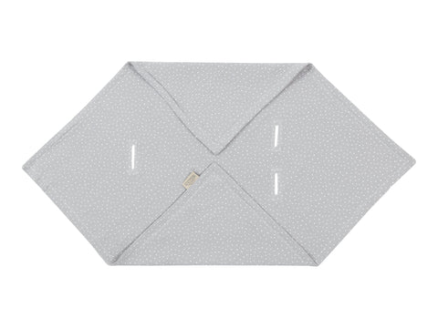 Babydecke für Babyschale Sommer aus Musselin-Baumwolle – grau mit Punkte-Motiv, Produktansicht