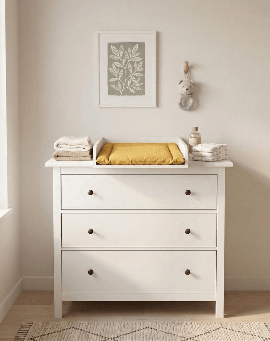 Wickelaufsatz für HEMNES-Kommode mit 3 Schubladen – mit Blende – Wickelfläche 50 × 70 cm