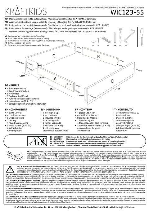Wickelaufsatz weiß zum Quer-Wickeln passend für breite und schmale HEMNES Kommode