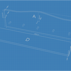 Blaupause für das Hängeregal weiß von KraftKids, mit beschrifteten Teilen A-D mit Maßen, Beschlägen (Schrauben, Dübel, Bolzen), Ablageflächen und Kontaktinformationen von KraftKids in der unteren rechten Ecke.