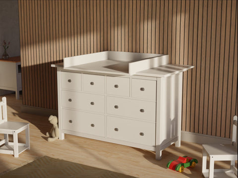 Wickelaufsatz weiß passend für 160 cm breite HEMNES Kommode mit Blende gerade Ausführung