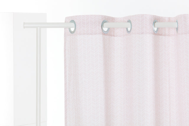 Curtains white feather pattern on pink