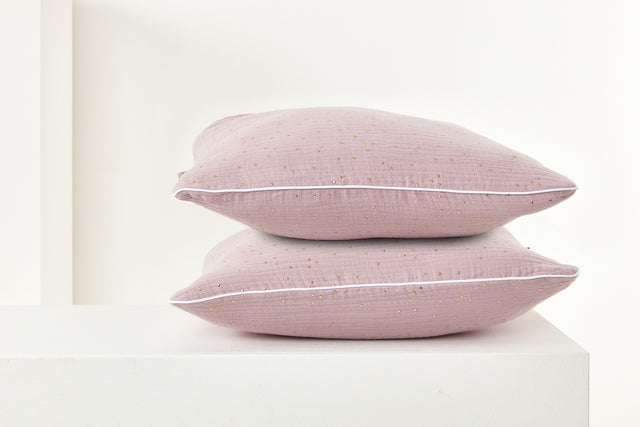 Cushion cover muslin gold dots on pink