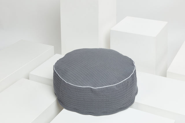 Pouf waffle piqué grey