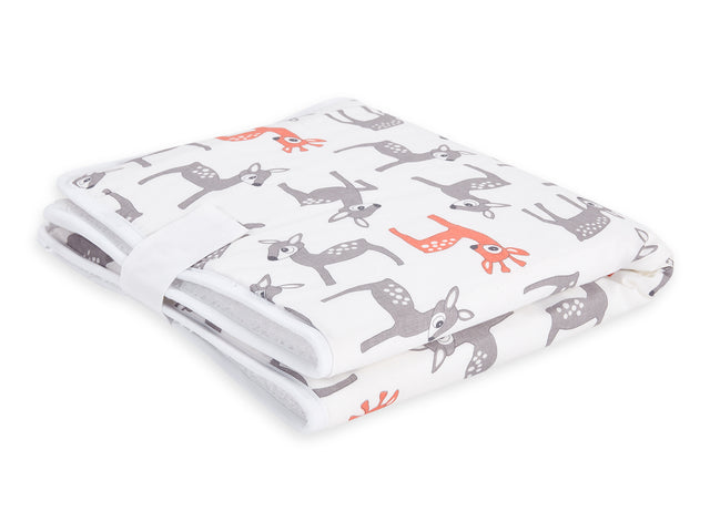 Travel changing mat small fawns gray orange on white