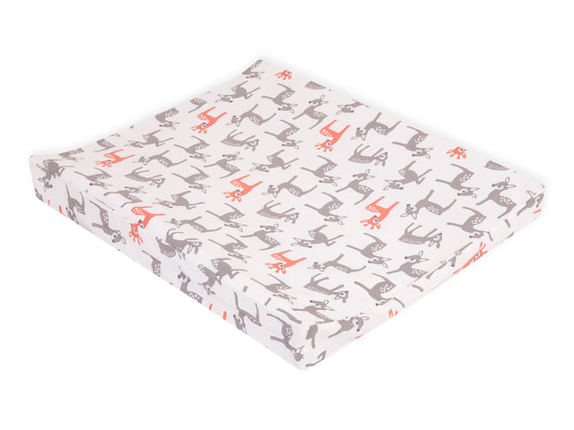 Cover for wedge changing pad small fawns gray orange on white