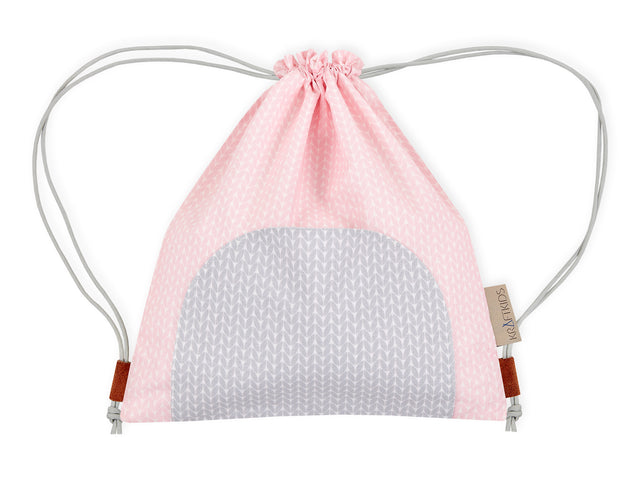 Gym bag small leaves pink on white