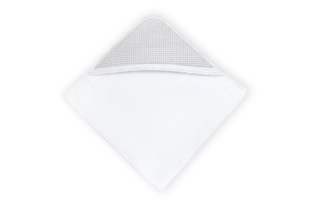 Hooded towel checked grey