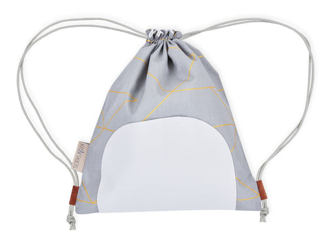 Turnbeutel goldene Linien auf Grau