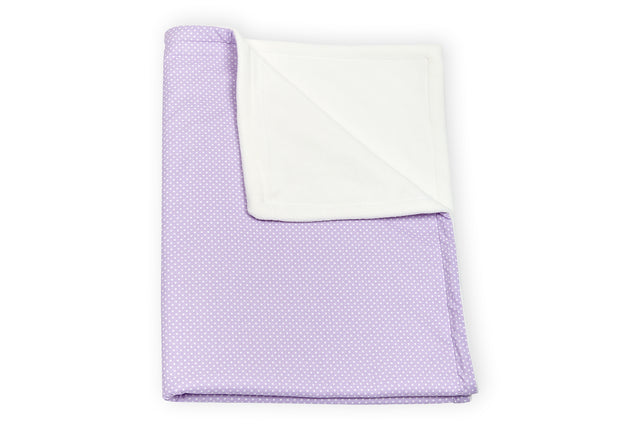 Baby blanket white dots on purple