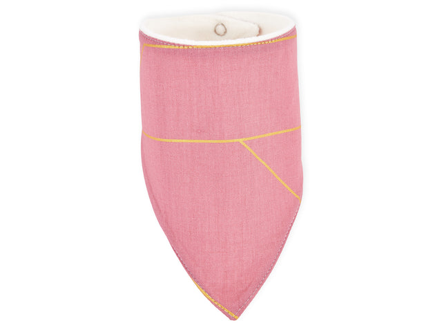 Triangular scarf gold lines on pink