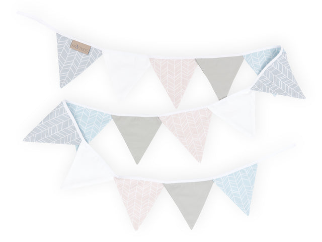 Bunting feather pattern pink blue grey
