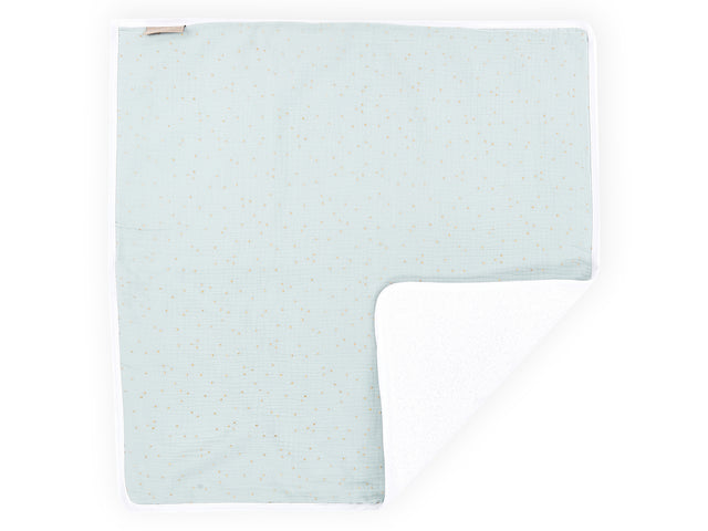 Changing pad muslin gold dots on green