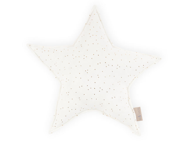Star pillow muslin gold dots on white