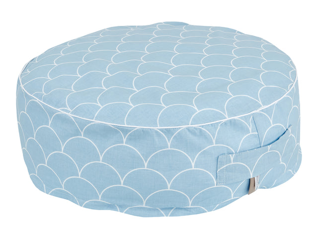 Pouf white semicircles on pastel blue