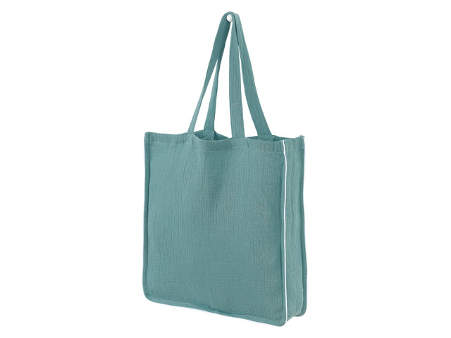 Nile blue muslin tote bag