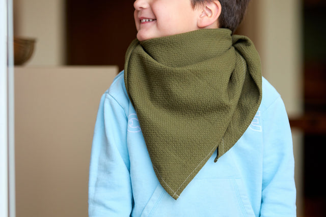 Scarf double crepe green autumn green